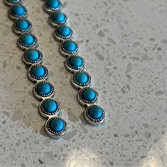 Fake Turquoise Dangle Earrings western style - Picture 6 of 7